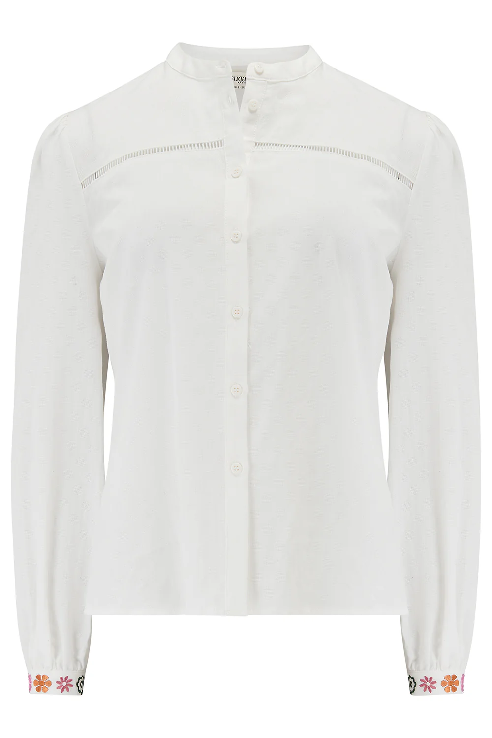 Regina Blouse - Off-White, Floral Cuff - Image 5