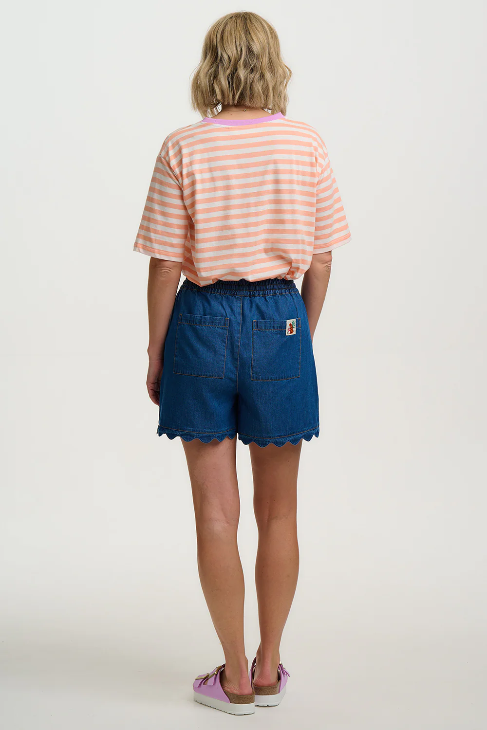 Riley Relaxed T-Shirt - Off White/Peach, Stripe - Image 5