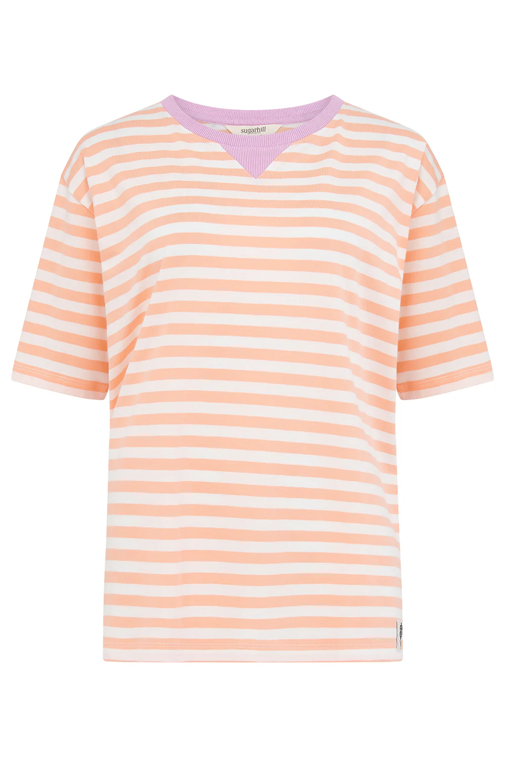 Riley Relaxed T-Shirt - Off White/Peach, Stripe - Image 6