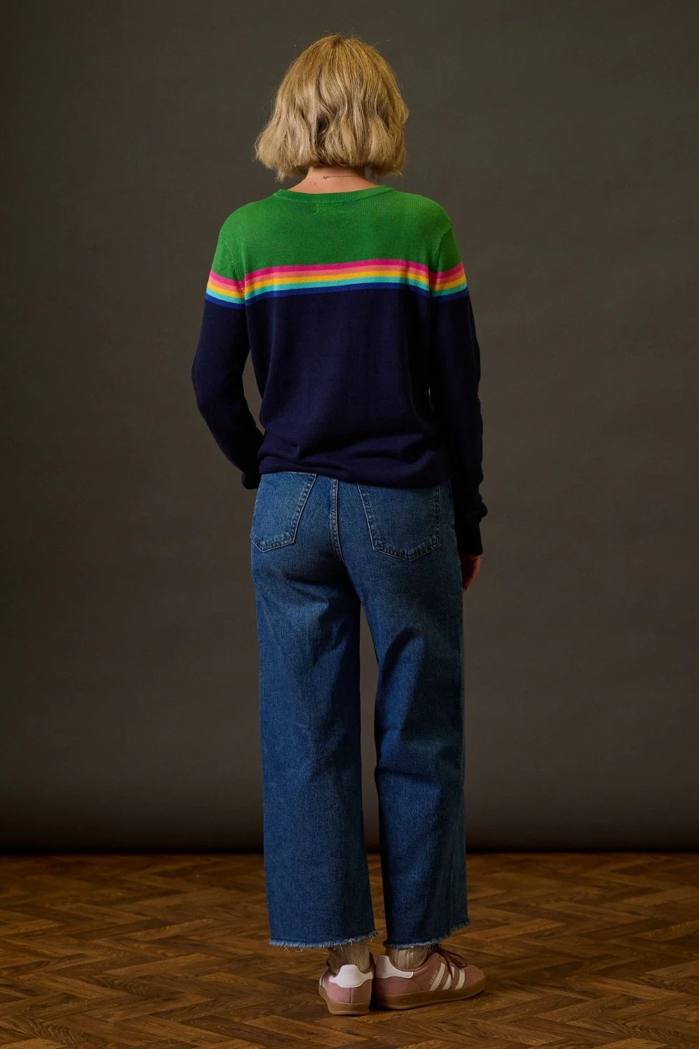 Rita Jumper - Navy/Green, Rainbow Split - Image 4