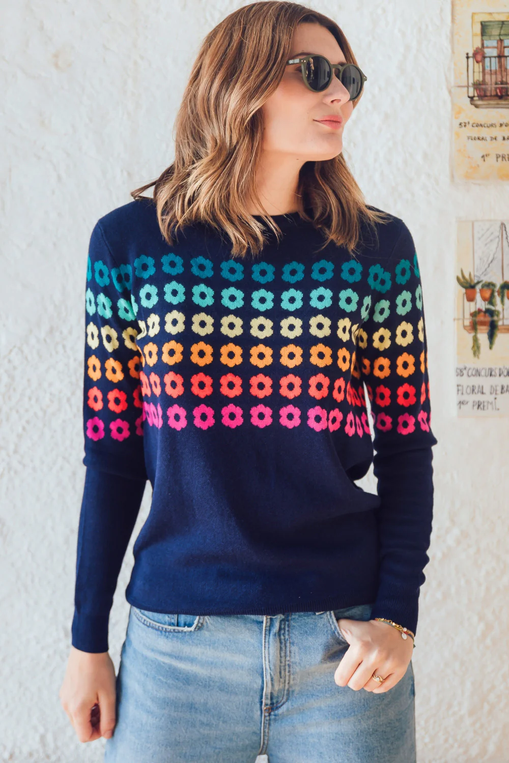 Rita Jumper - Navy, Rainbow Flowers - Image 7