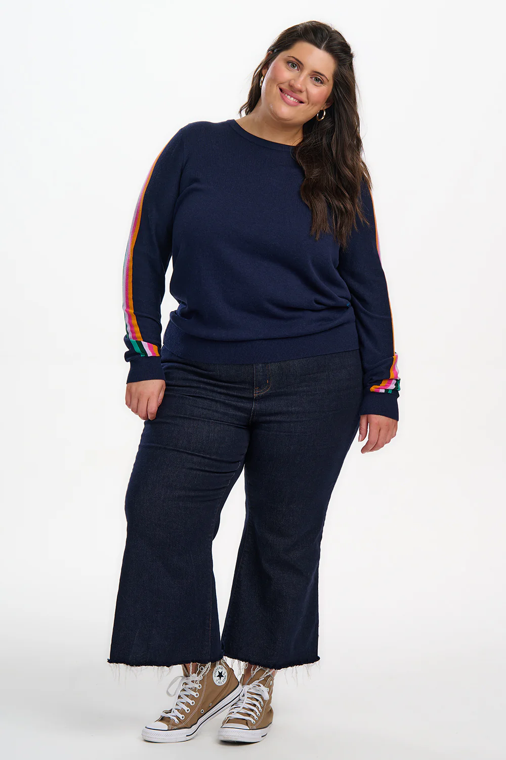 Rita Jumper - Navy, Rainbow Sports Stripe - Image 4