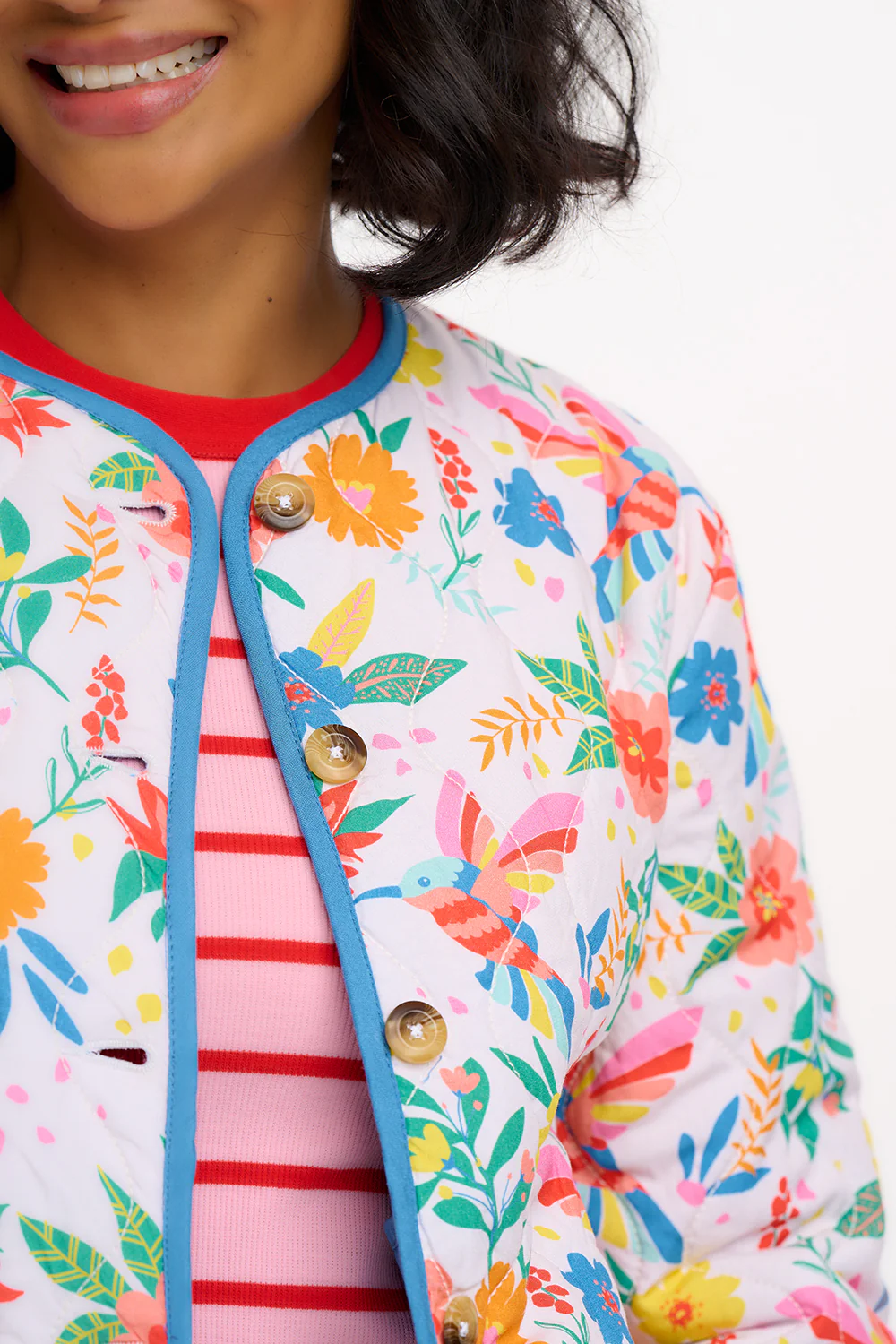 Rocco Quilted Jacket - Off-White, Tropical Hummingbird - Image 2