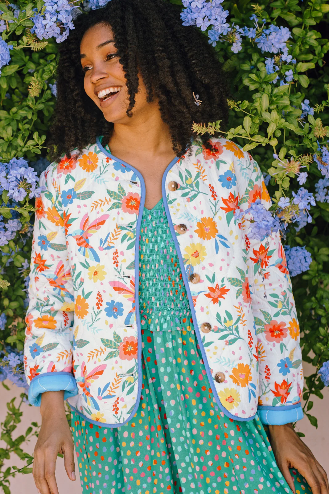 Rocco Quilted Jacket - Off-White, Tropical Hummingbird - Image 5