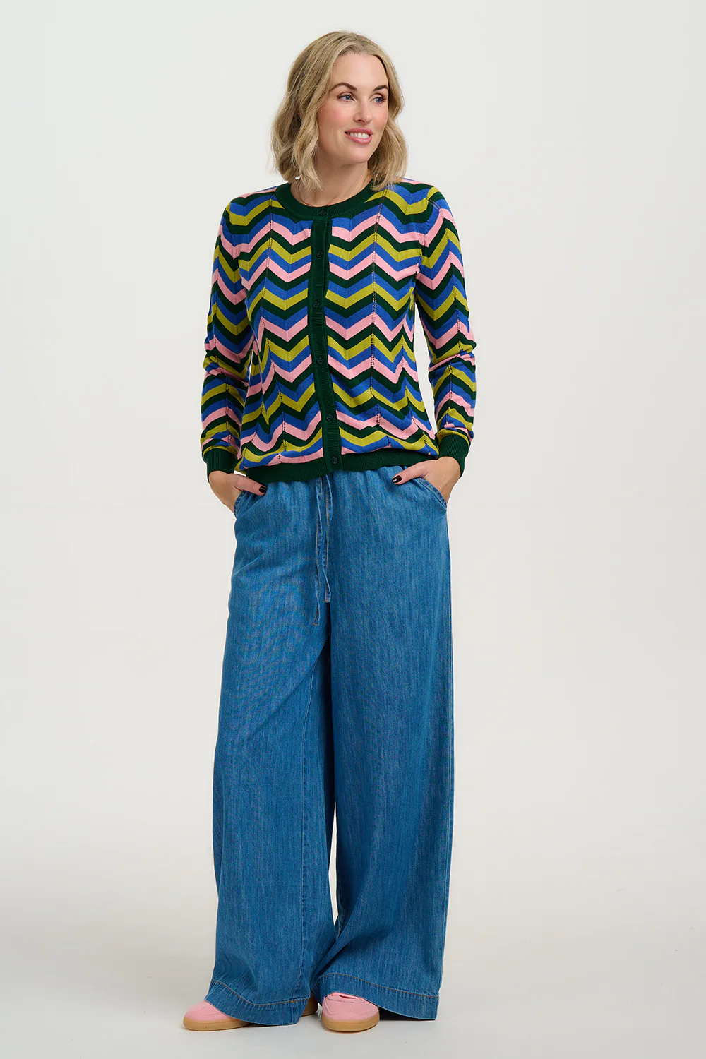 Rochelle Cardigan - Multi, Ocean Chevron - Image 3