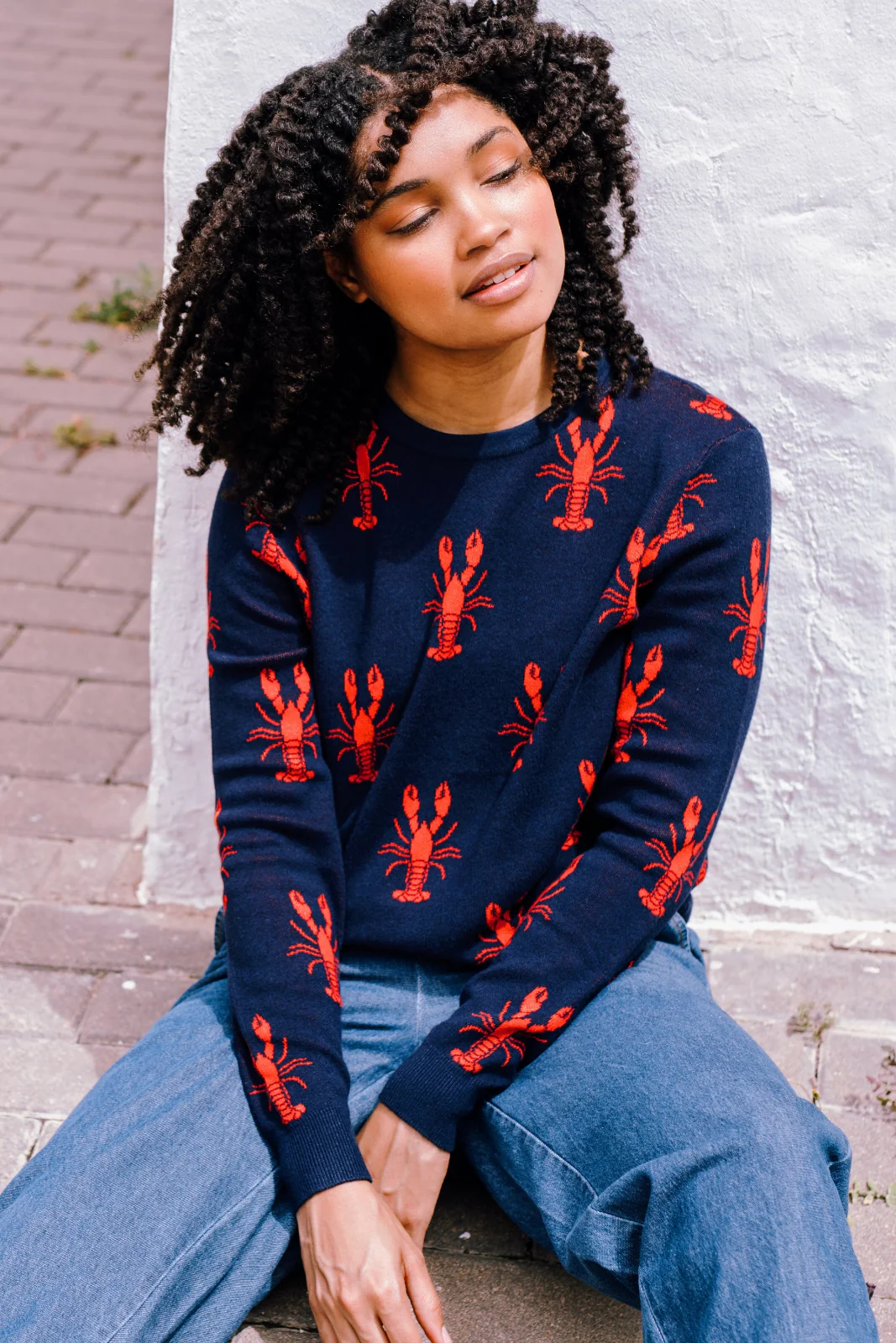 Rosie Jumper - Navy, Lobster Repeat