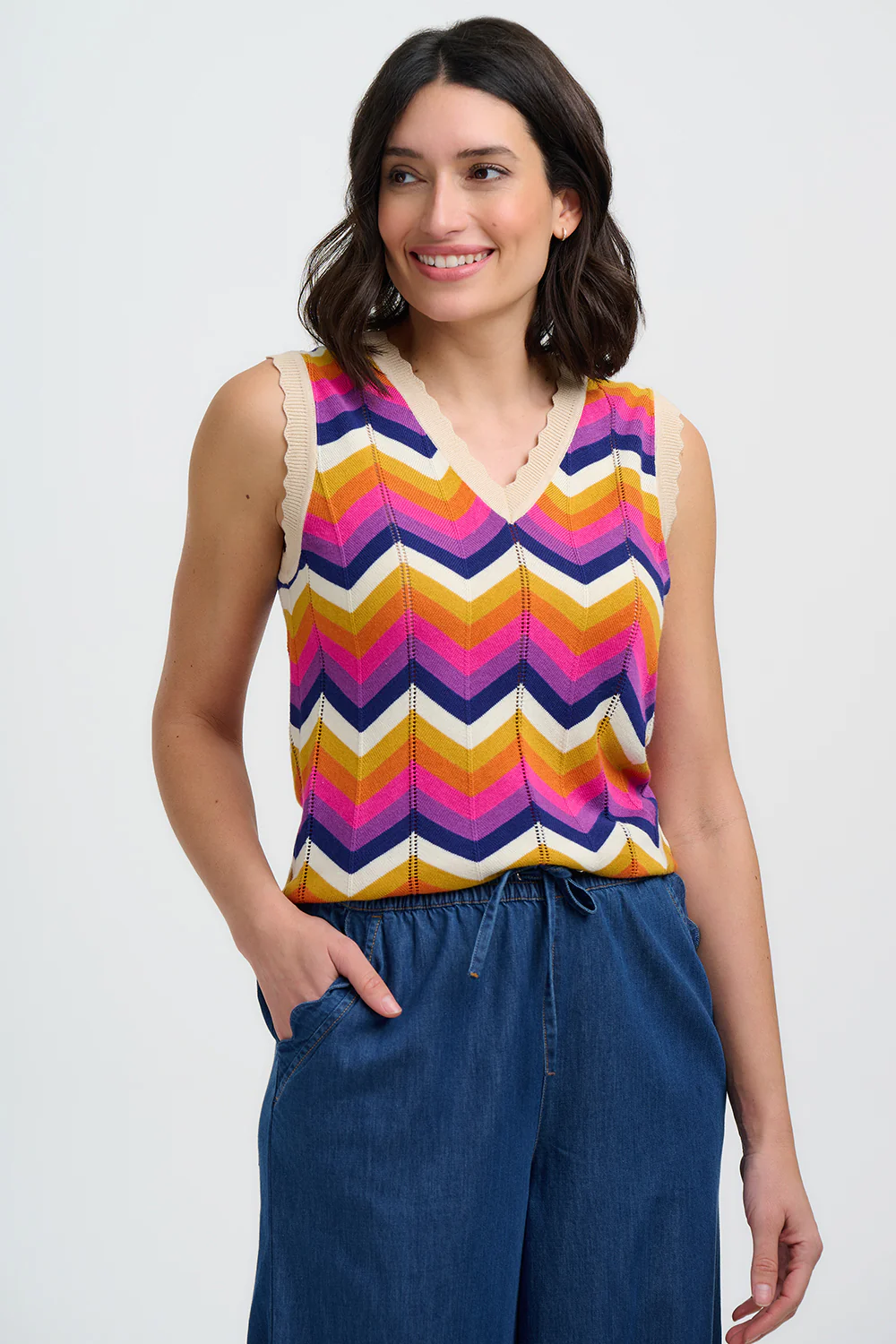 Rosy Knit Vest - Multi, Sunset Chevron - Image 2