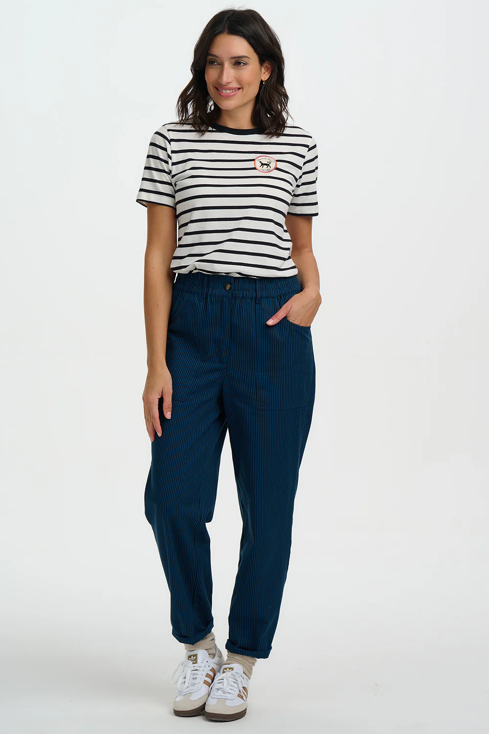 Rowan Trousers - Black/Teal, Thin Stripe - Image 2