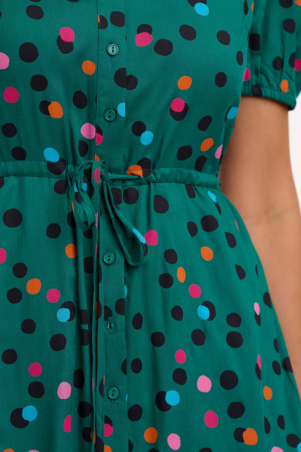 Salma Shirt Dress - Green, Rainbow Dappled Spot - Image 2