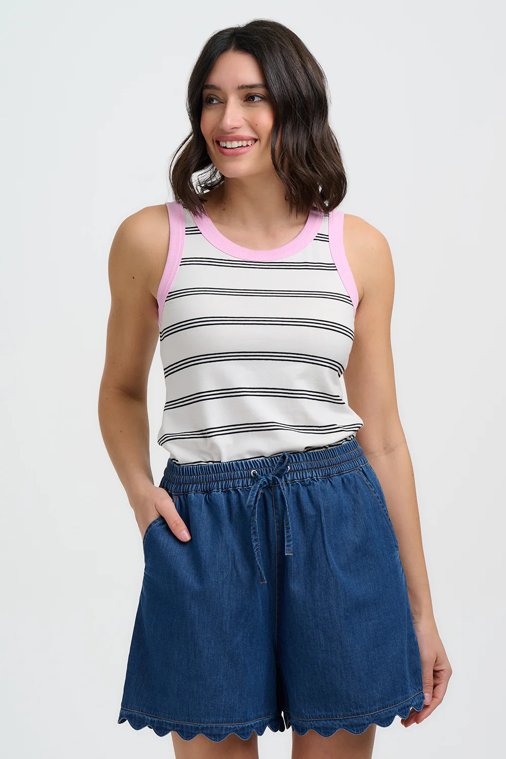 Shelly Scallop Shorts - Deep Blue Denim