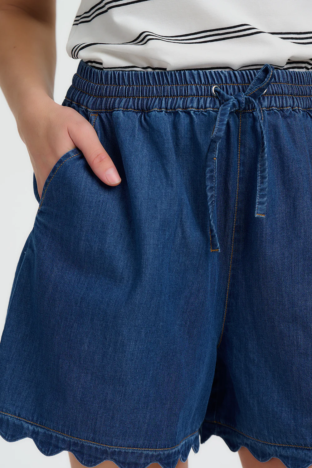 Shelly Scallop Shorts - Deep Blue Denim - Image 2