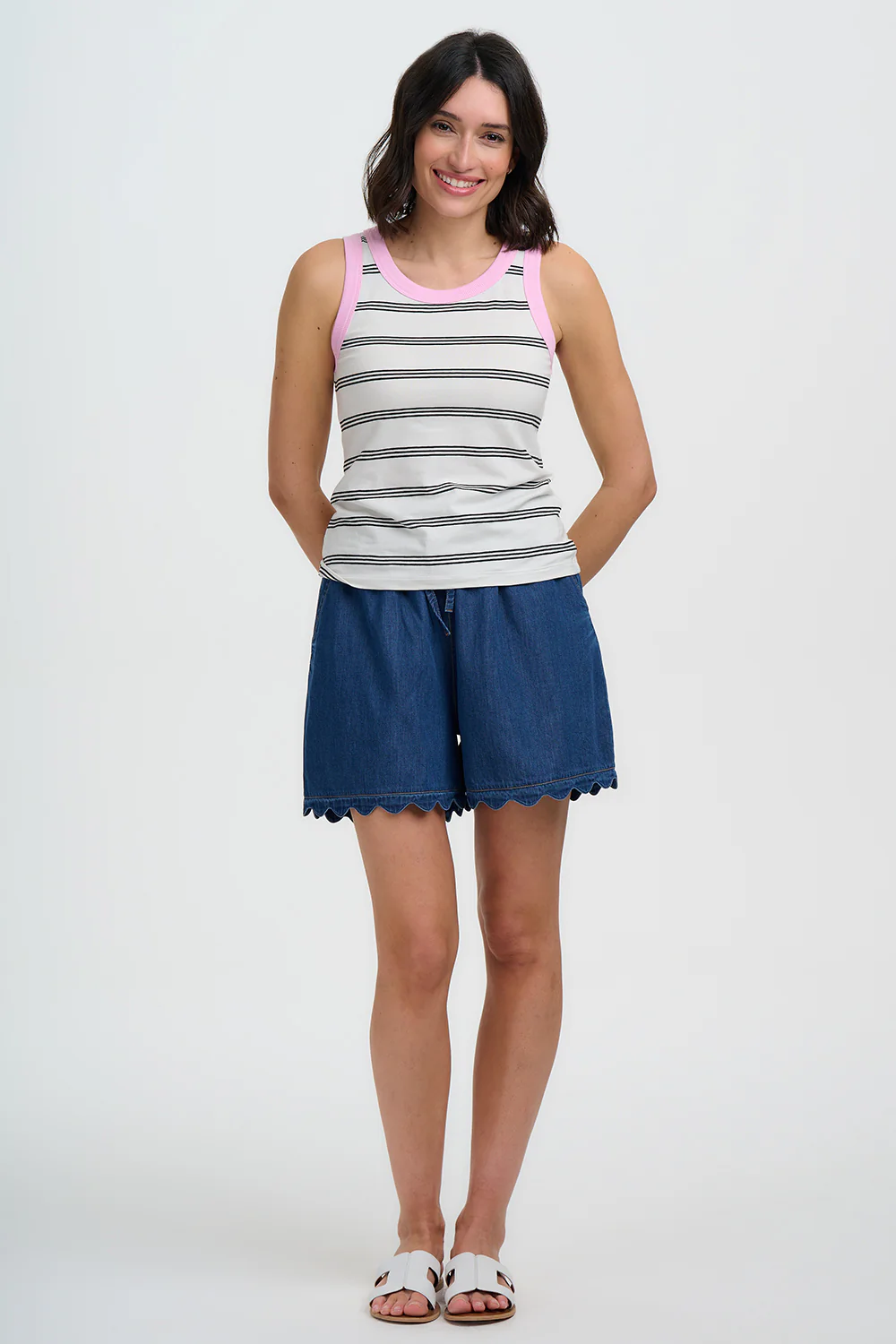 Shelly Scallop Shorts - Deep Blue Denim - Image 3