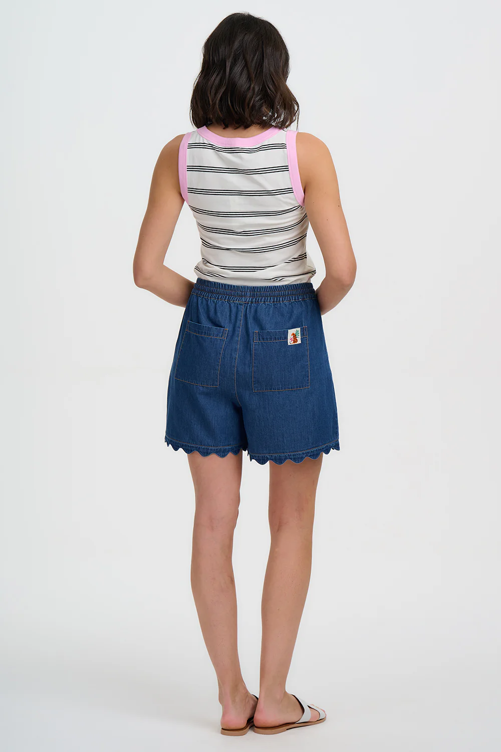 Shelly Scallop Shorts - Deep Blue Denim - Image 4