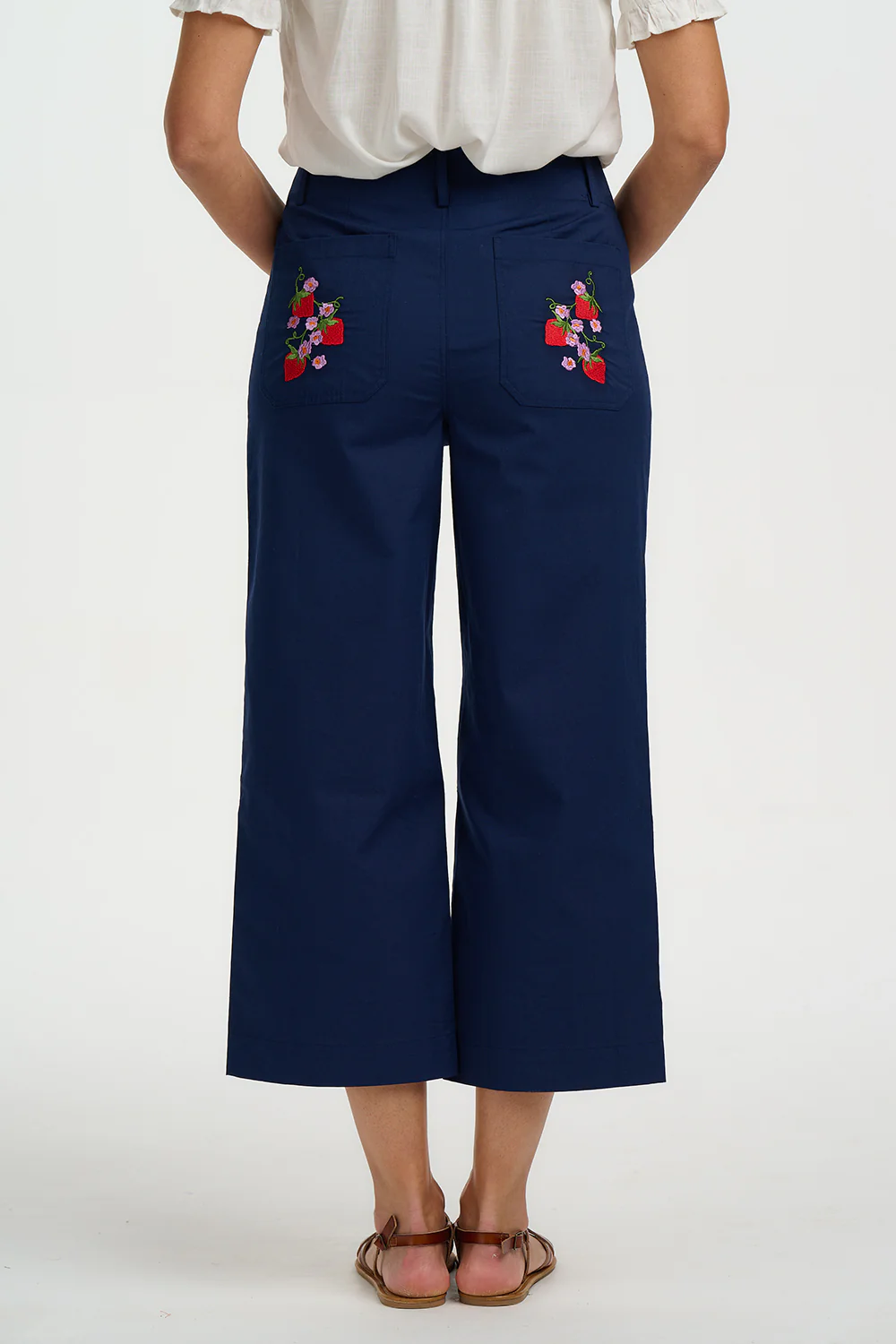 Skye Cropped Trousers - Navy, Wild Strawberry - Image 5