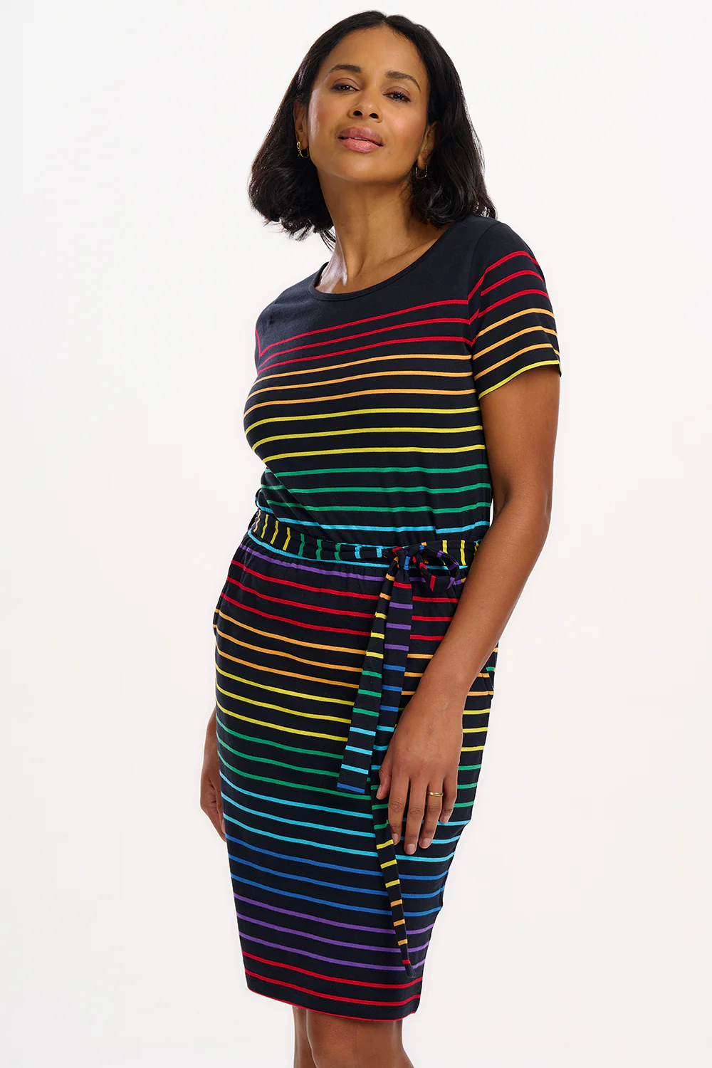 Terri Jersey Mini Dress - Black, Night Rainbow - Image 5