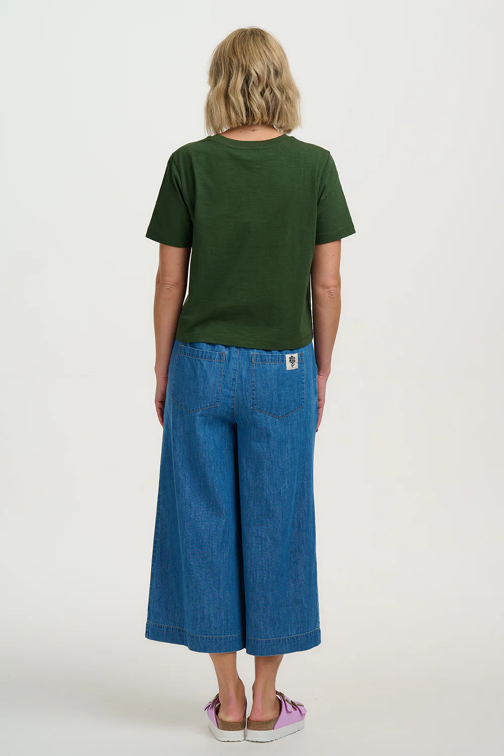Tula Boxy T-Shirt - Olive, Aztec Embro - Image 3
