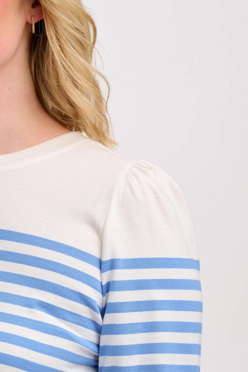 Umah Jersey Top - Off-White/French Blue Stripe - Image 2