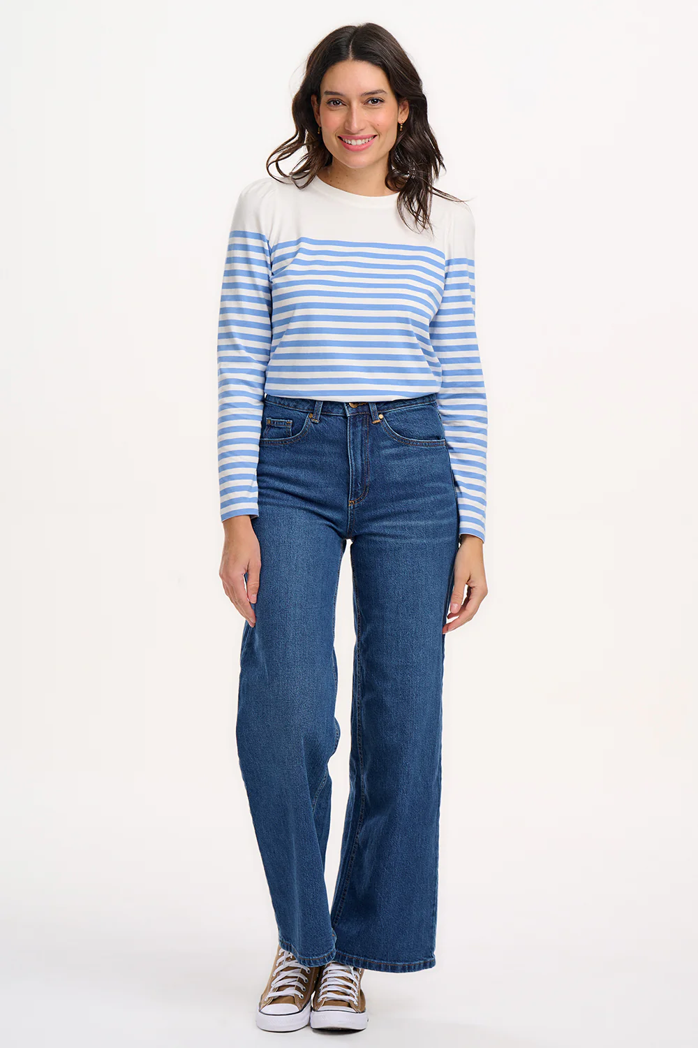 Umah Jersey Top - Off-White/French Blue Stripe - Image 3