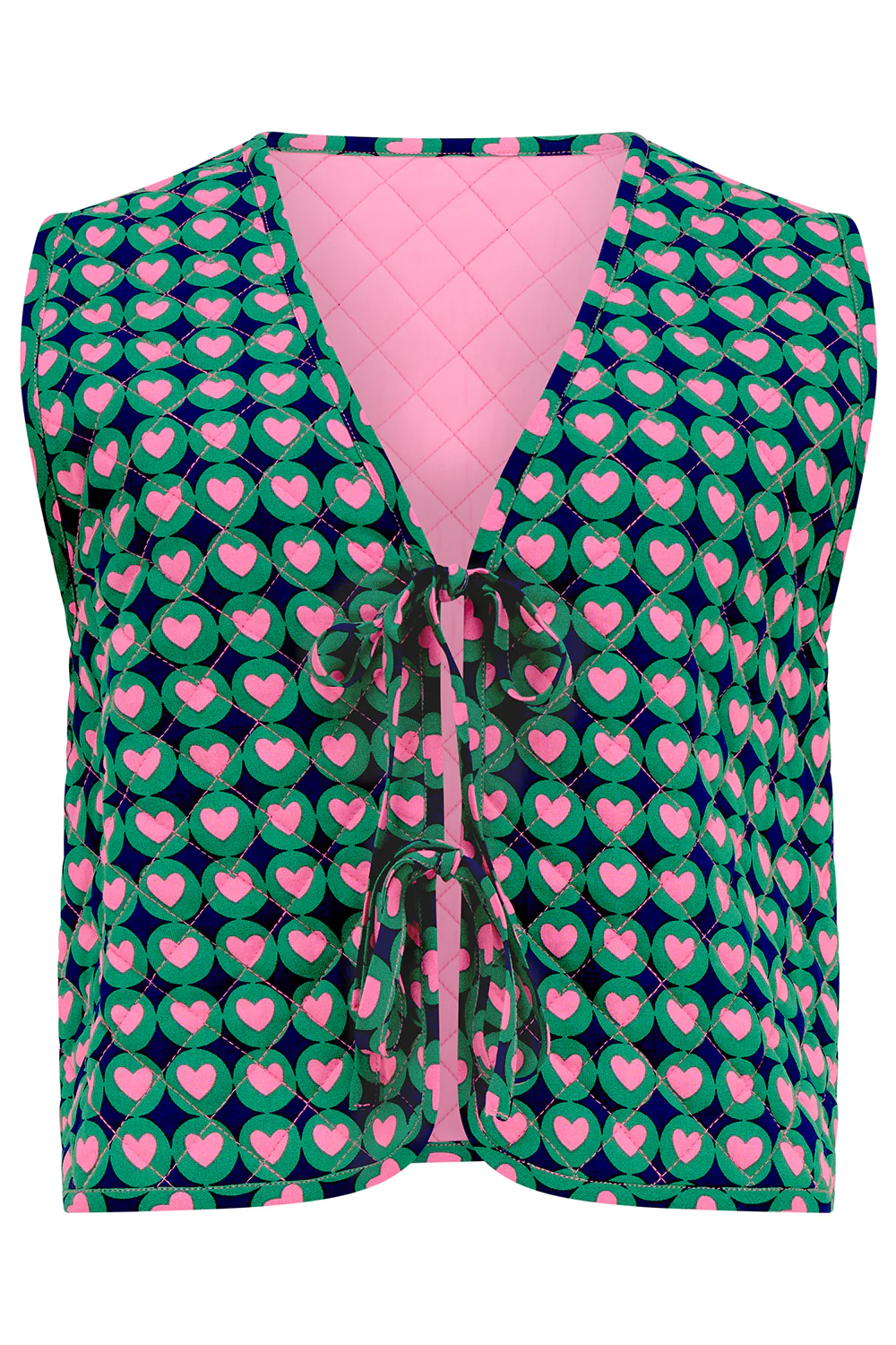 Vander Quilted Waistcoat - Navy, Heart Tile - Image 7