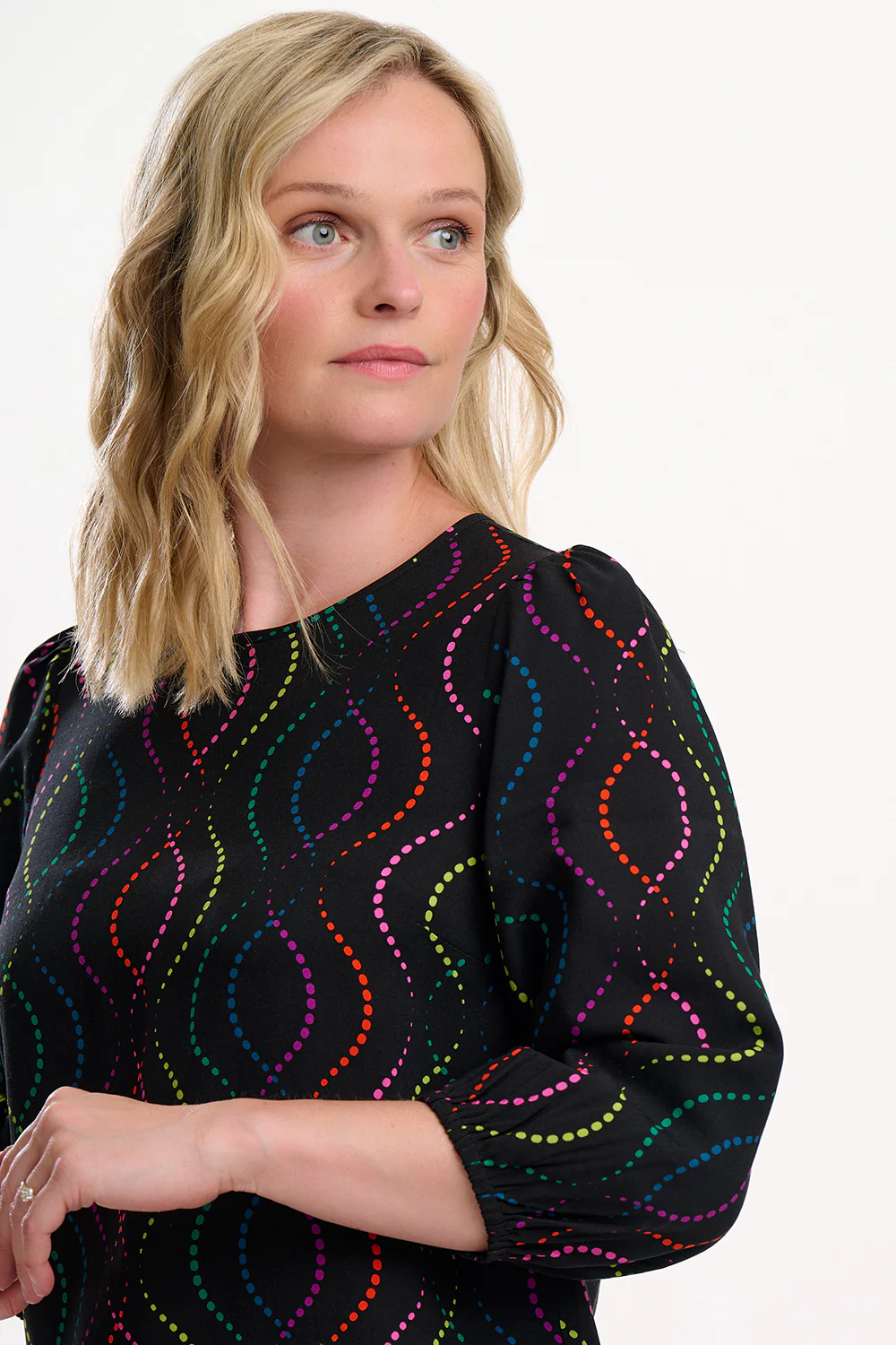 Wendy Blouse - Black, Dotted Waves - Image 2