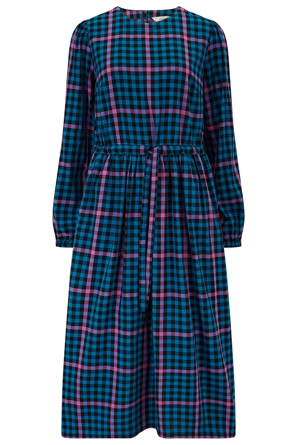 Yasmin Midi Smock Dress - Black/Teal, Twilight Gingham - Image 8